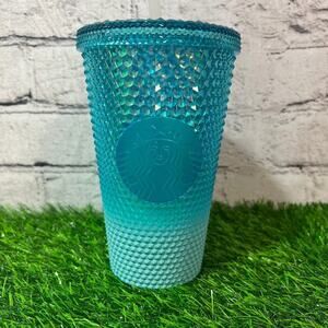 Starbucks Studded Blue Gradient Bling Ombre Cold Cup Tumbler Grande 16oz‎